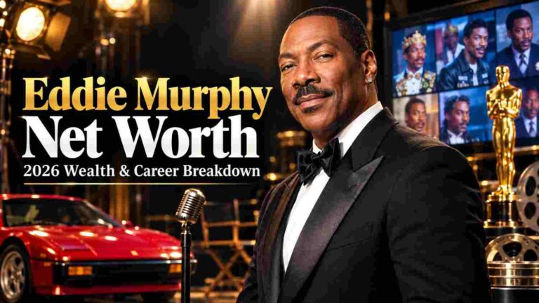 Eddie Murphy Net Worth 2026 featuring Eddie Murphy in a Hollywood studio
