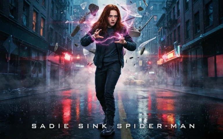 Sadie Sink as Jean Grey unleashing telekinetic energy in Spider-Man Brand New Day.