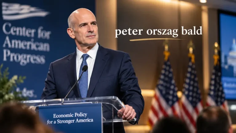 Peter Orszag bald head visible as he speaks at a Center for American Progress economic policy podium.